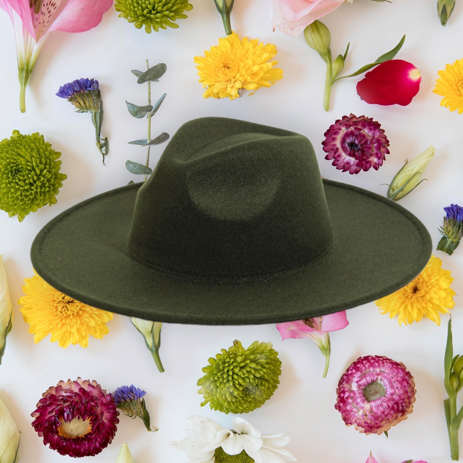 Solid Color Flat Brim Fedora Fashion Hat