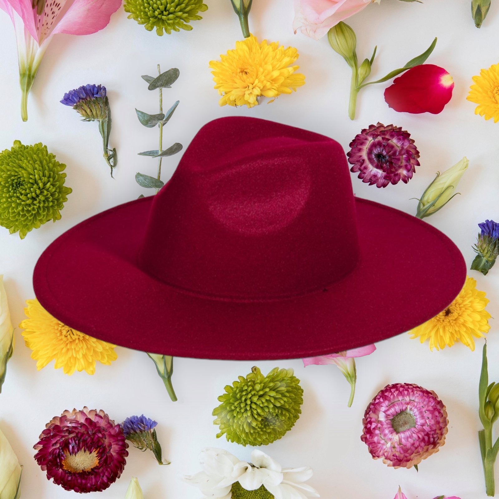 Solid Color Flat Brim Fedora Fashion Hat