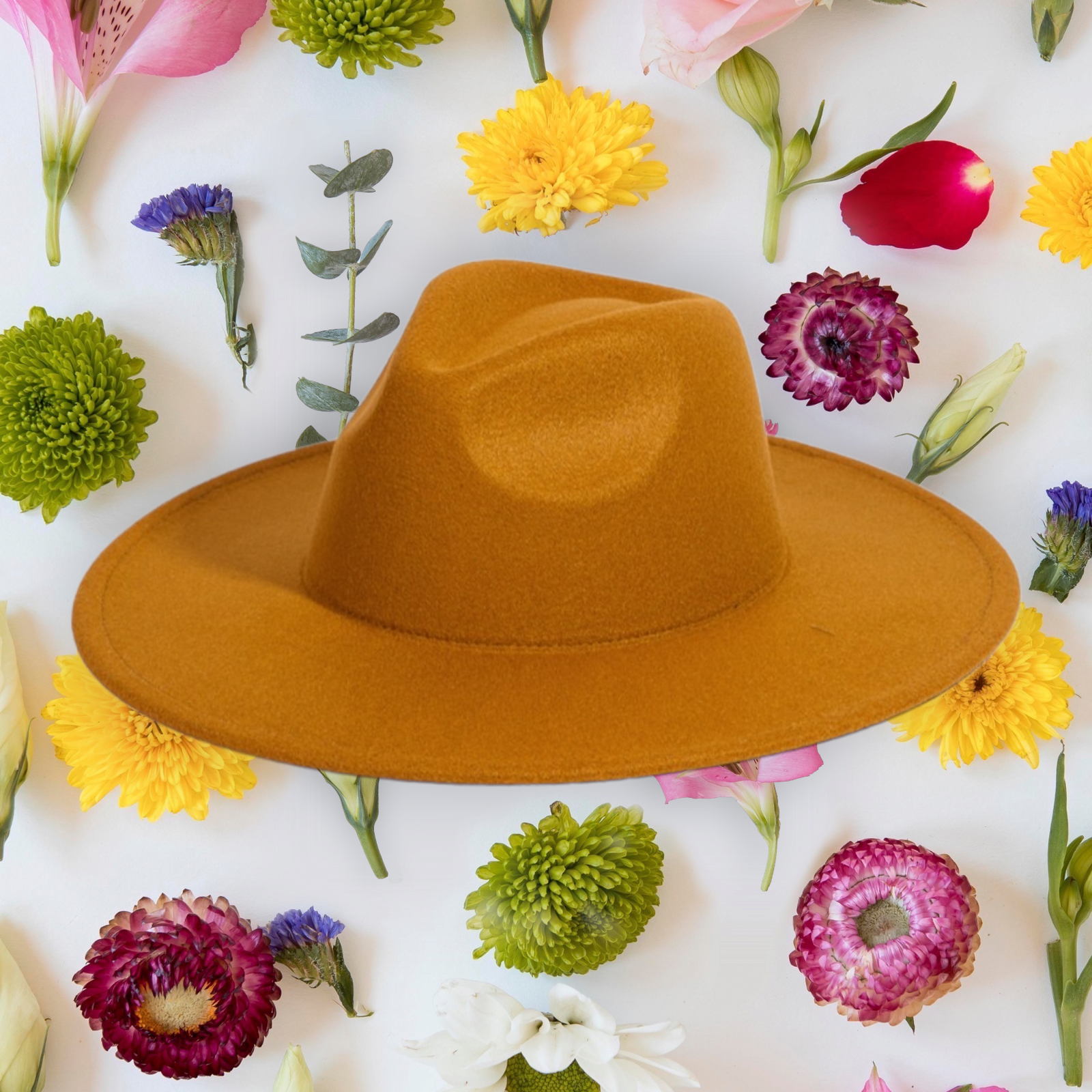 Solid Color Flat Brim Fedora Fashion Hat