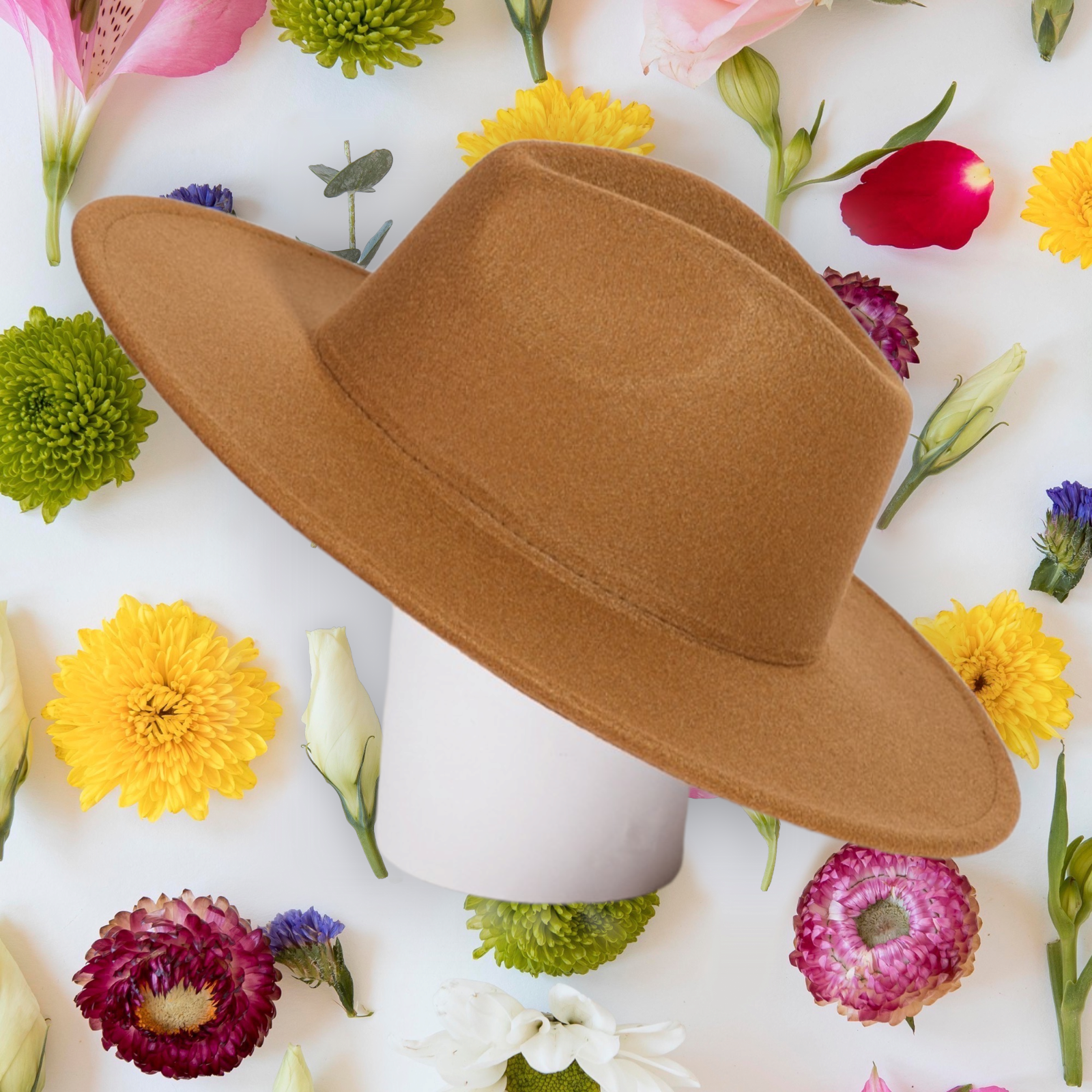 Solid Color Flat Brim Fedora Fashion Hat