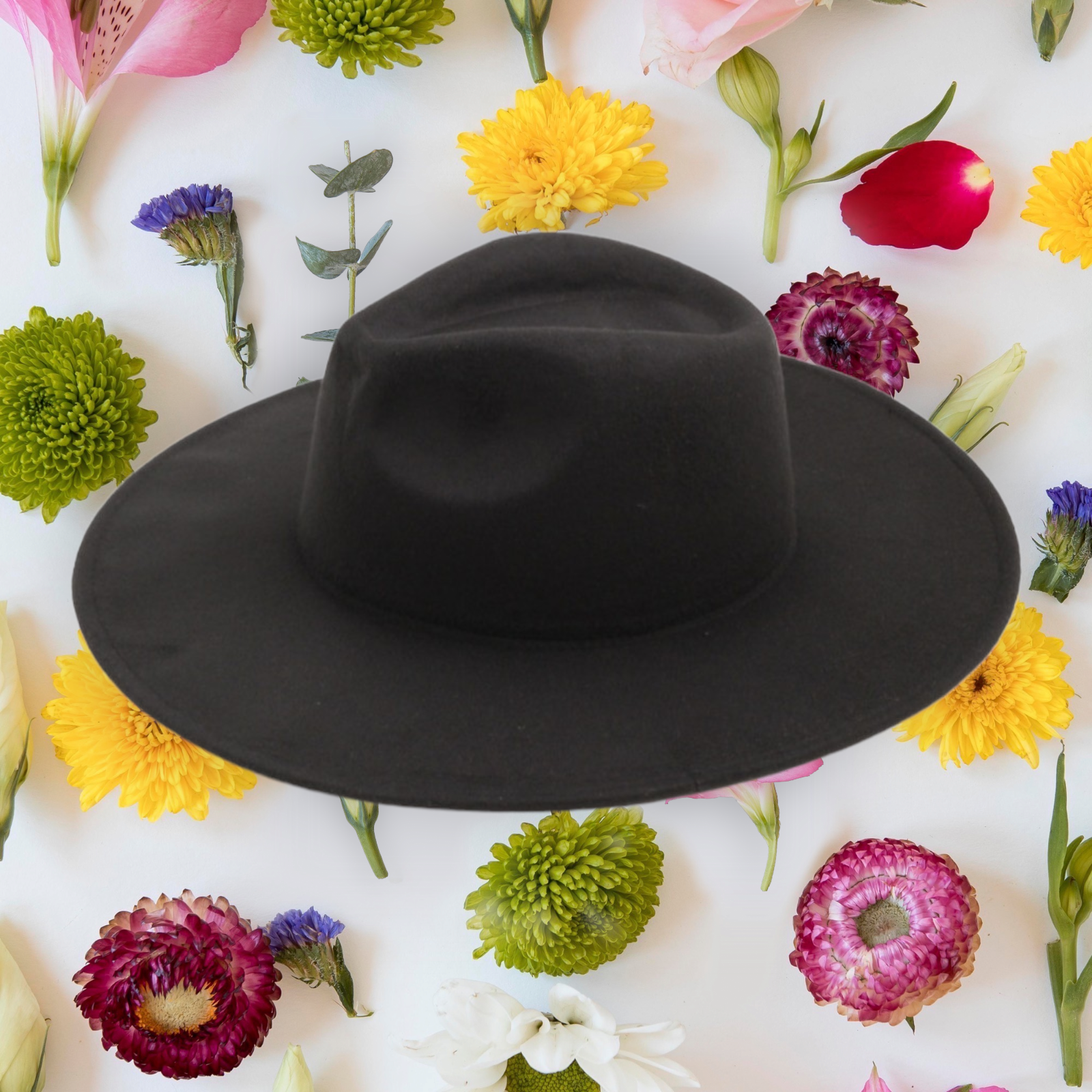 Solid Color Flat Brim Fedora Fashion Hat