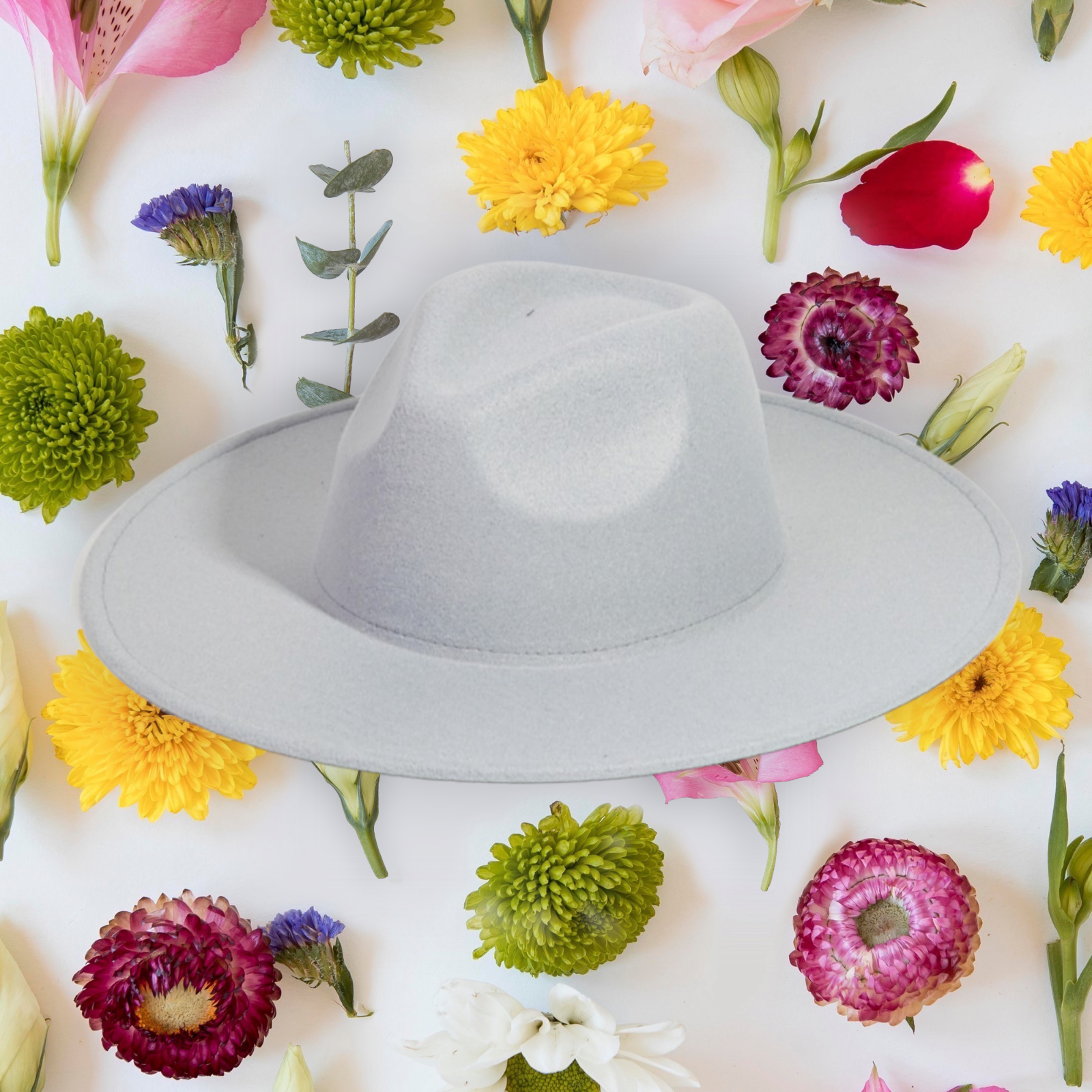 Solid Color Flat Brim Fedora Fashion Hat