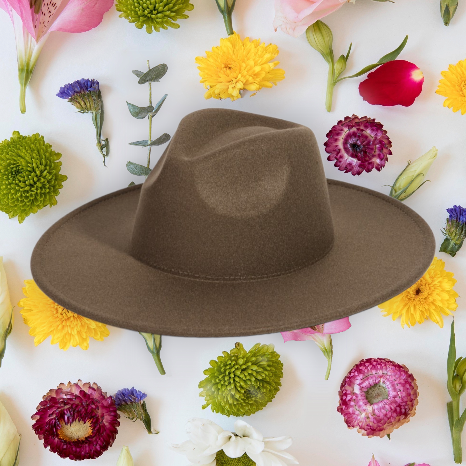 Solid Color Flat Brim Fedora Fashion Hat