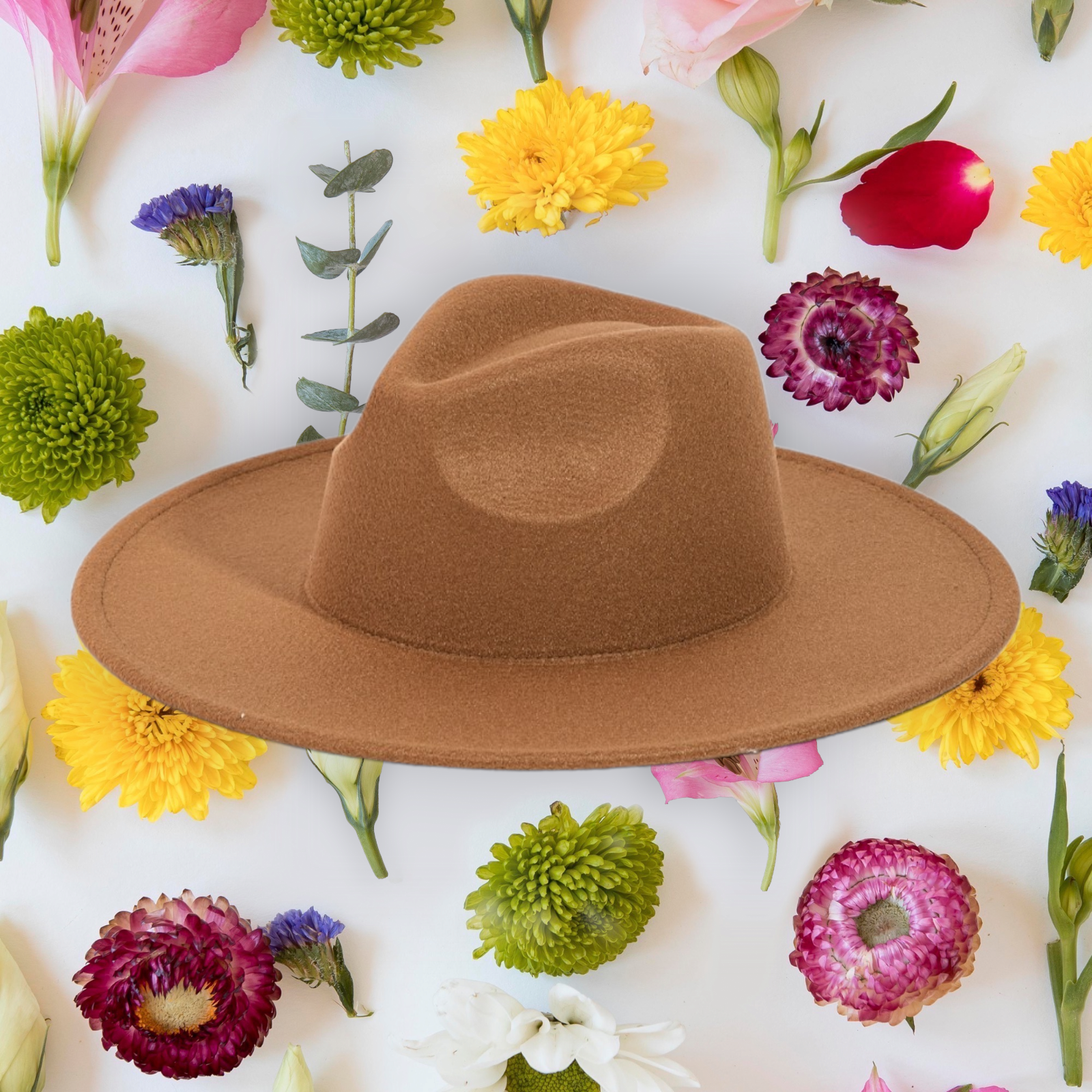 Solid Color Flat Brim Fedora Fashion Hat