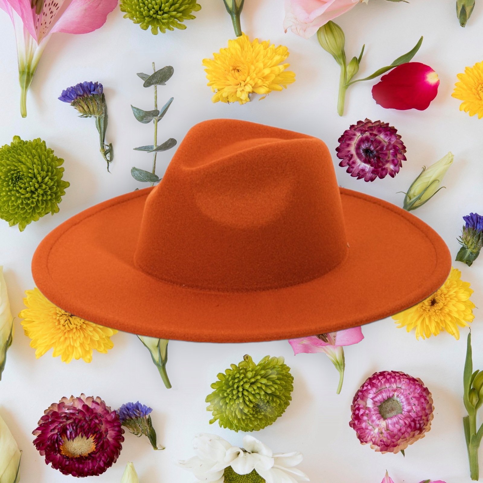 Solid Color Flat Brim Fedora Fashion Hat