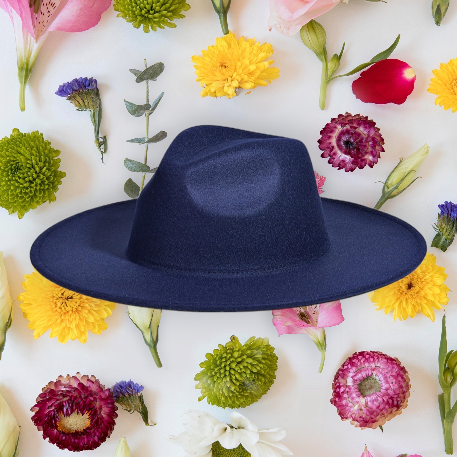 Solid Color Flat Brim Fedora Fashion Hat