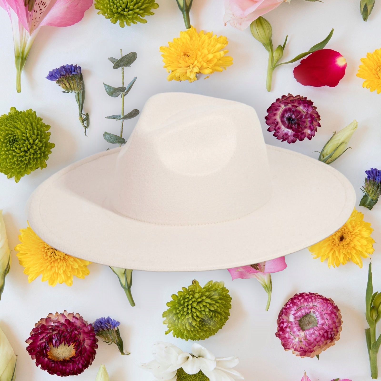 Solid Color Flat Brim Fedora Fashion Hat