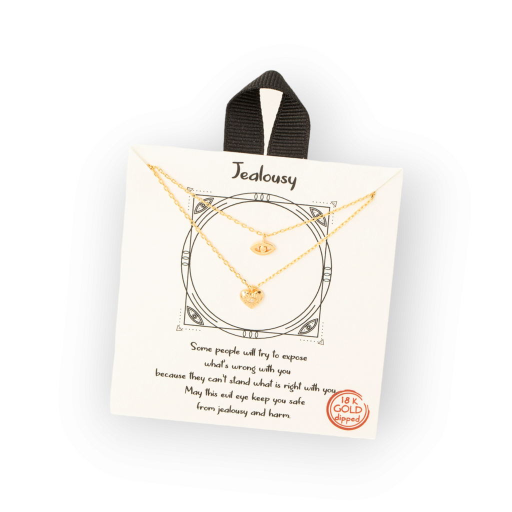 Jealousy Layered Evil Eye Heart Charm Necklace