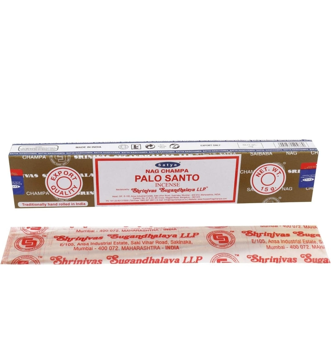Satya Nag Champa Palo Santo Incense Sticks, 15g Pack