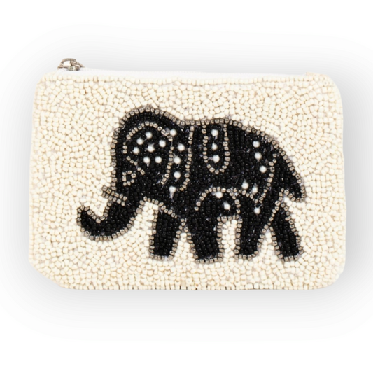 Seed Bead Coin Purse elephant