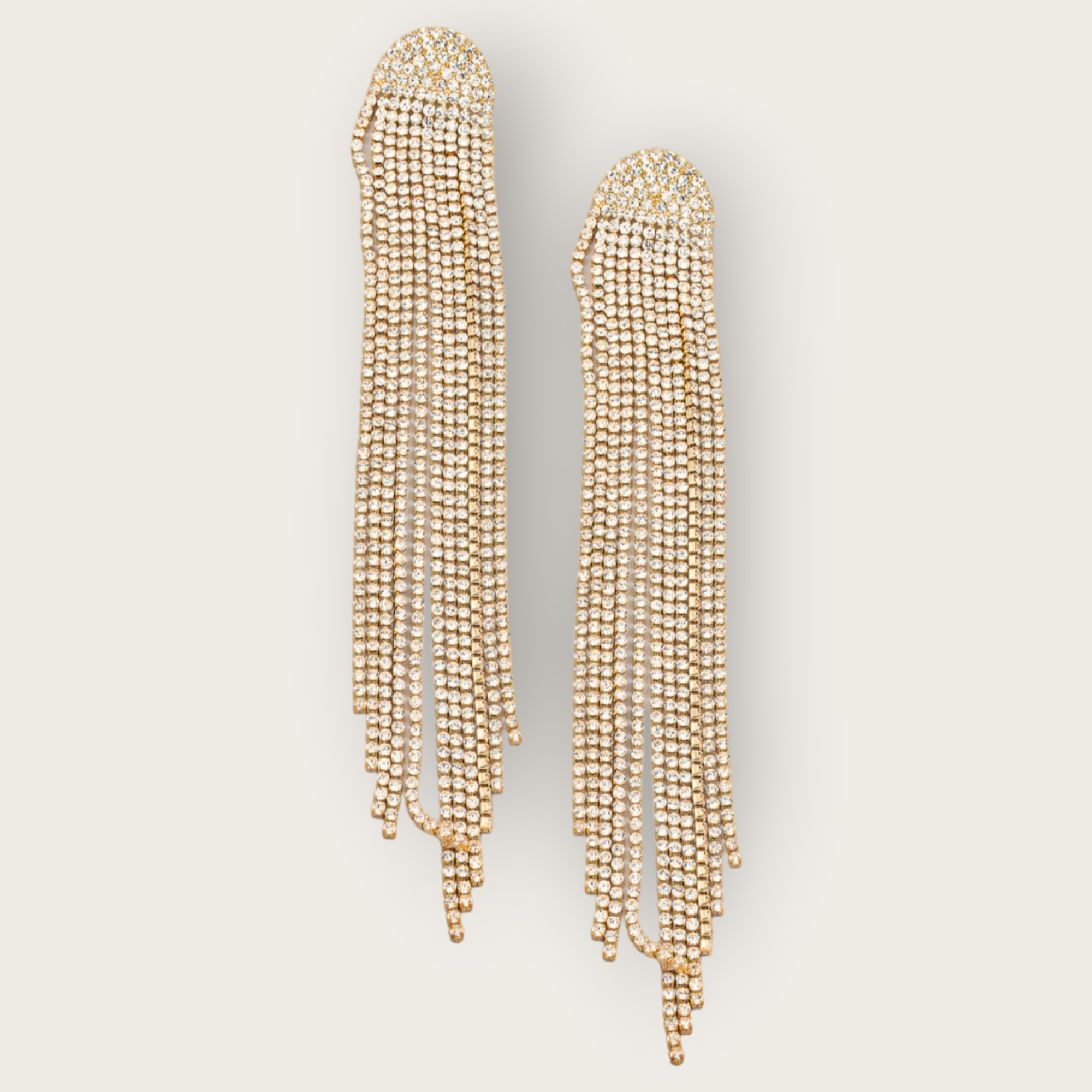 Rhinestone Fringe Fashion Earrings gold