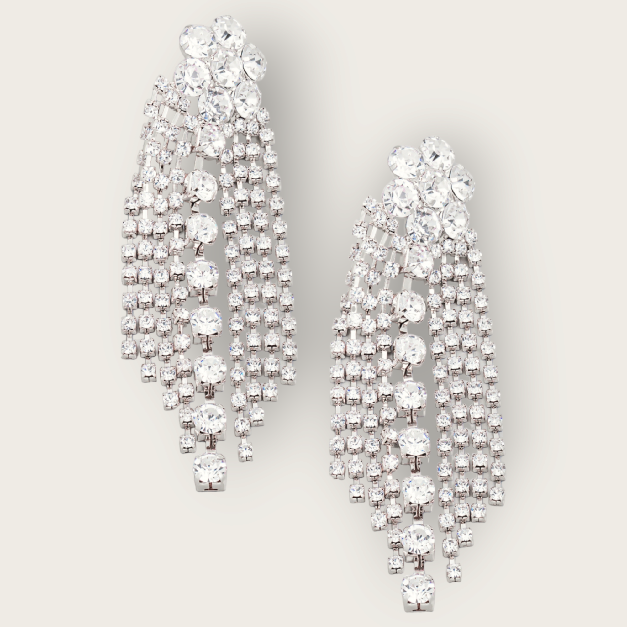 Rhinestone Flower Fringe Earrings silver