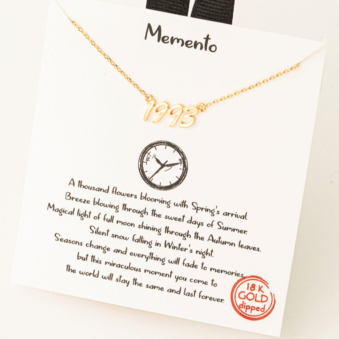 Year 1993 Print Charm Necklace