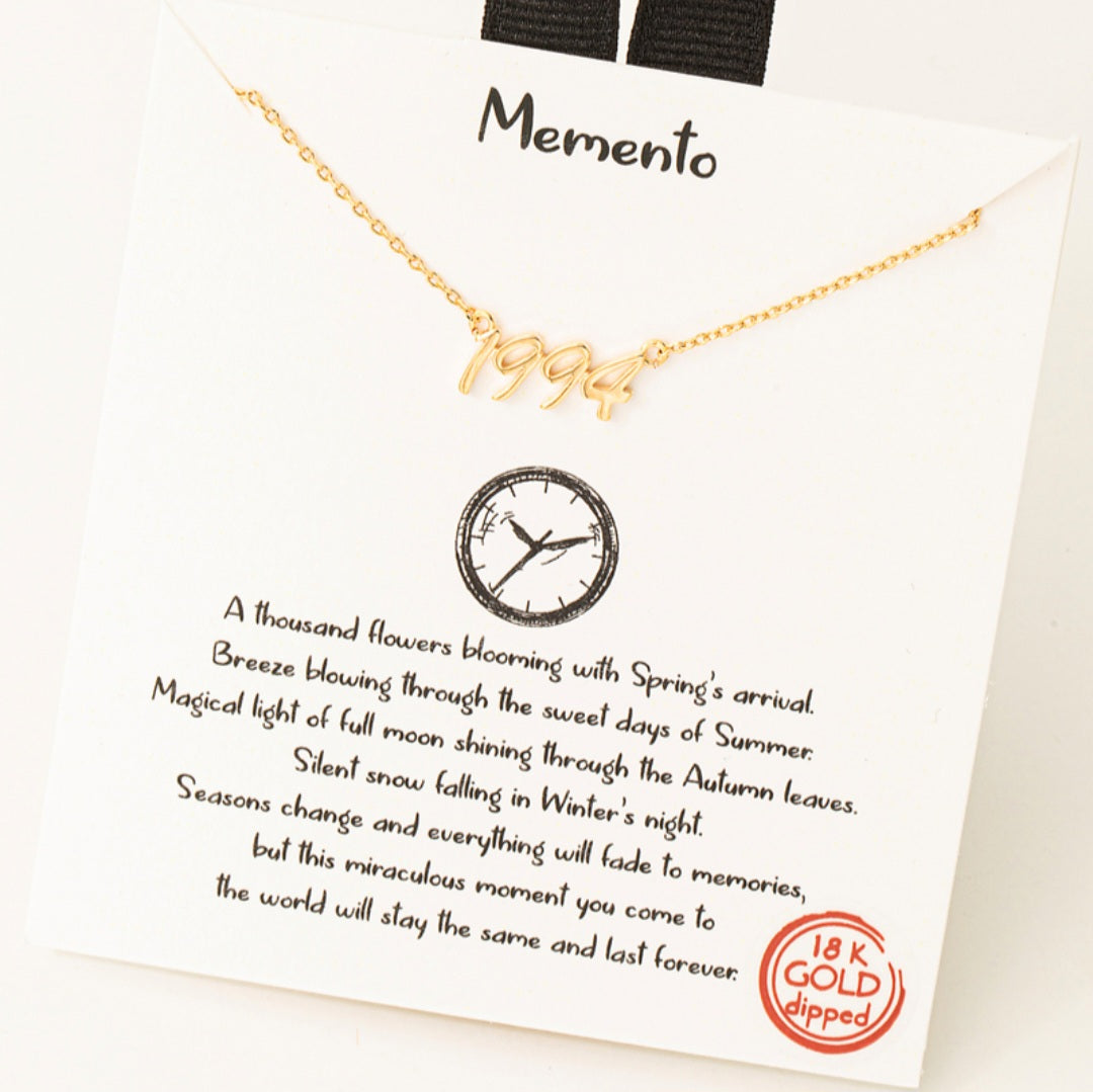 Year 1994 Print Charm Necklace