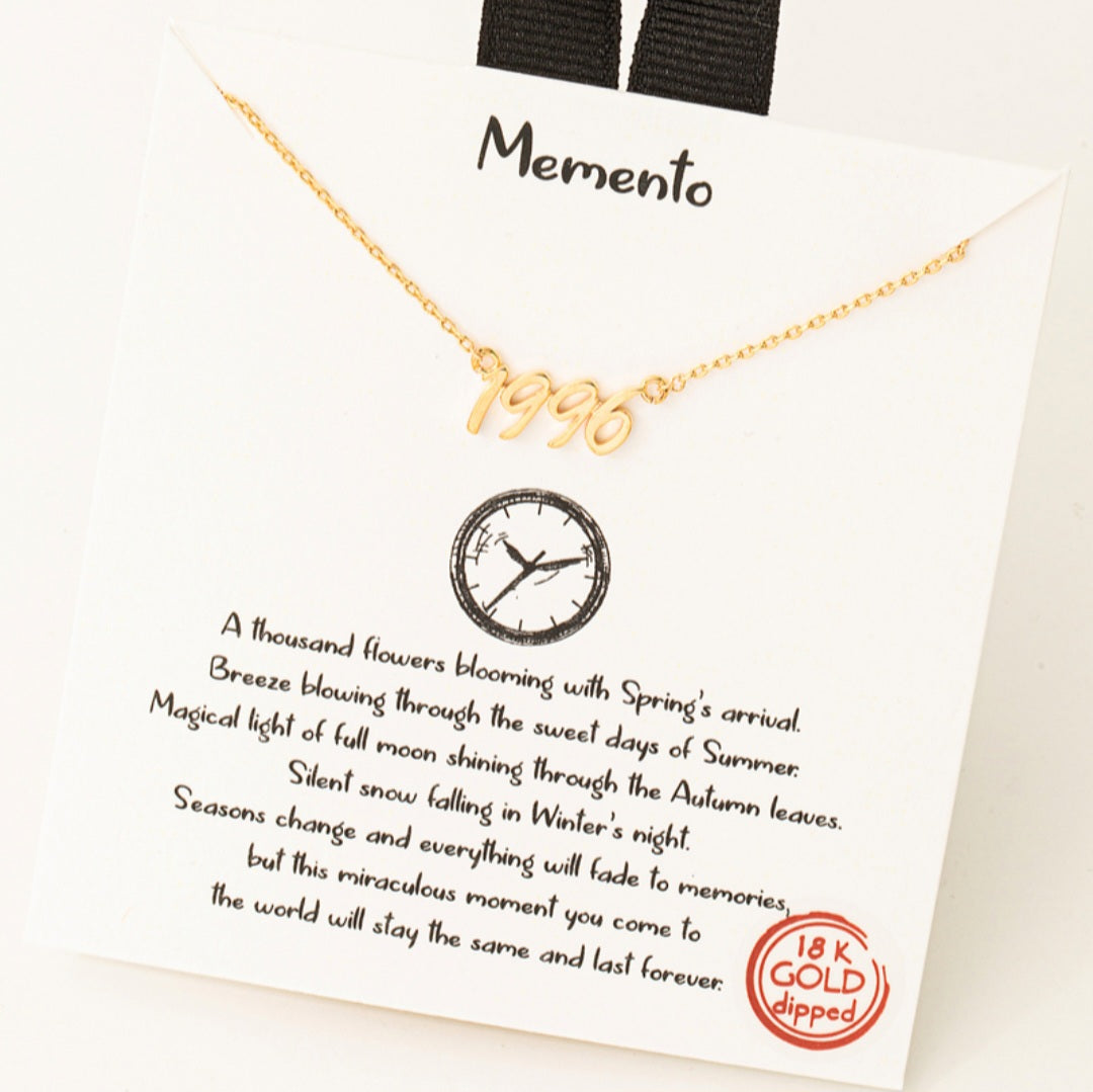 Year 1996 Print Charm Necklace