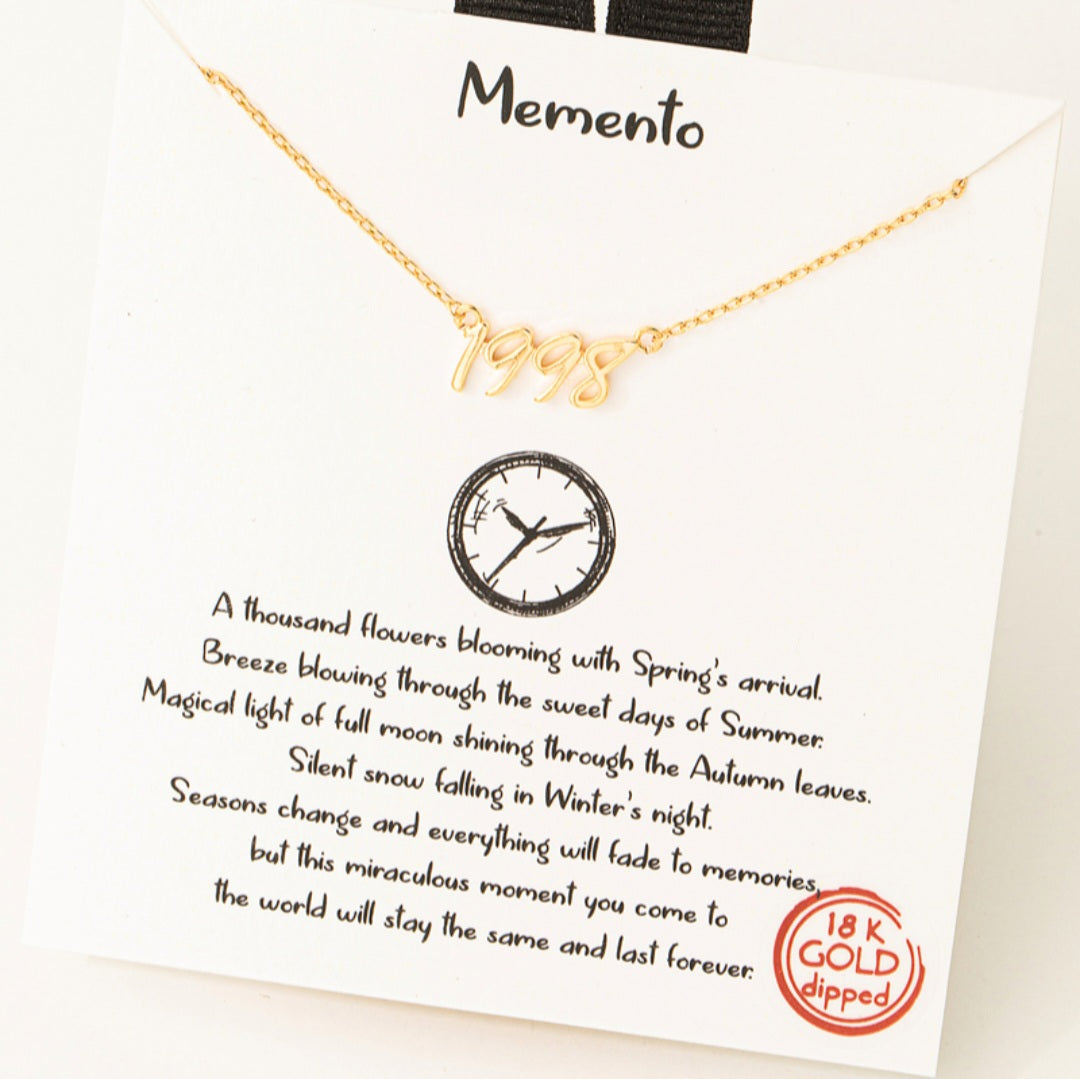 Year 1998 Print Charm Necklace