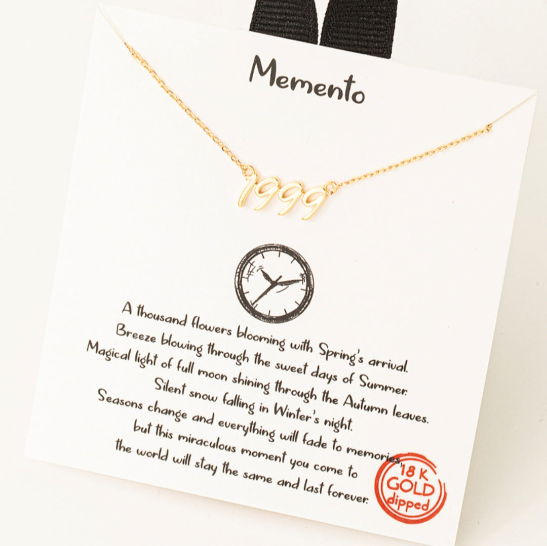 Year 1999 Print Charm Necklace