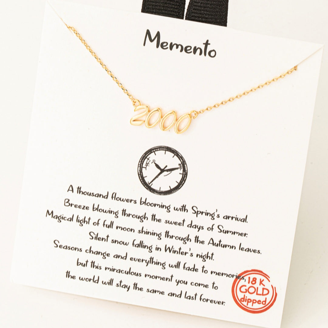 Year 2000 Print Charm Necklace