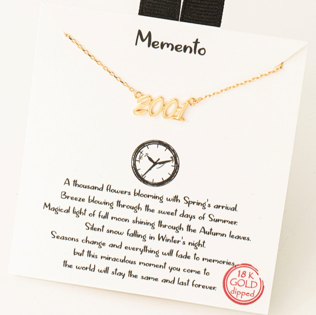 Year 2001 Print Charm Necklace