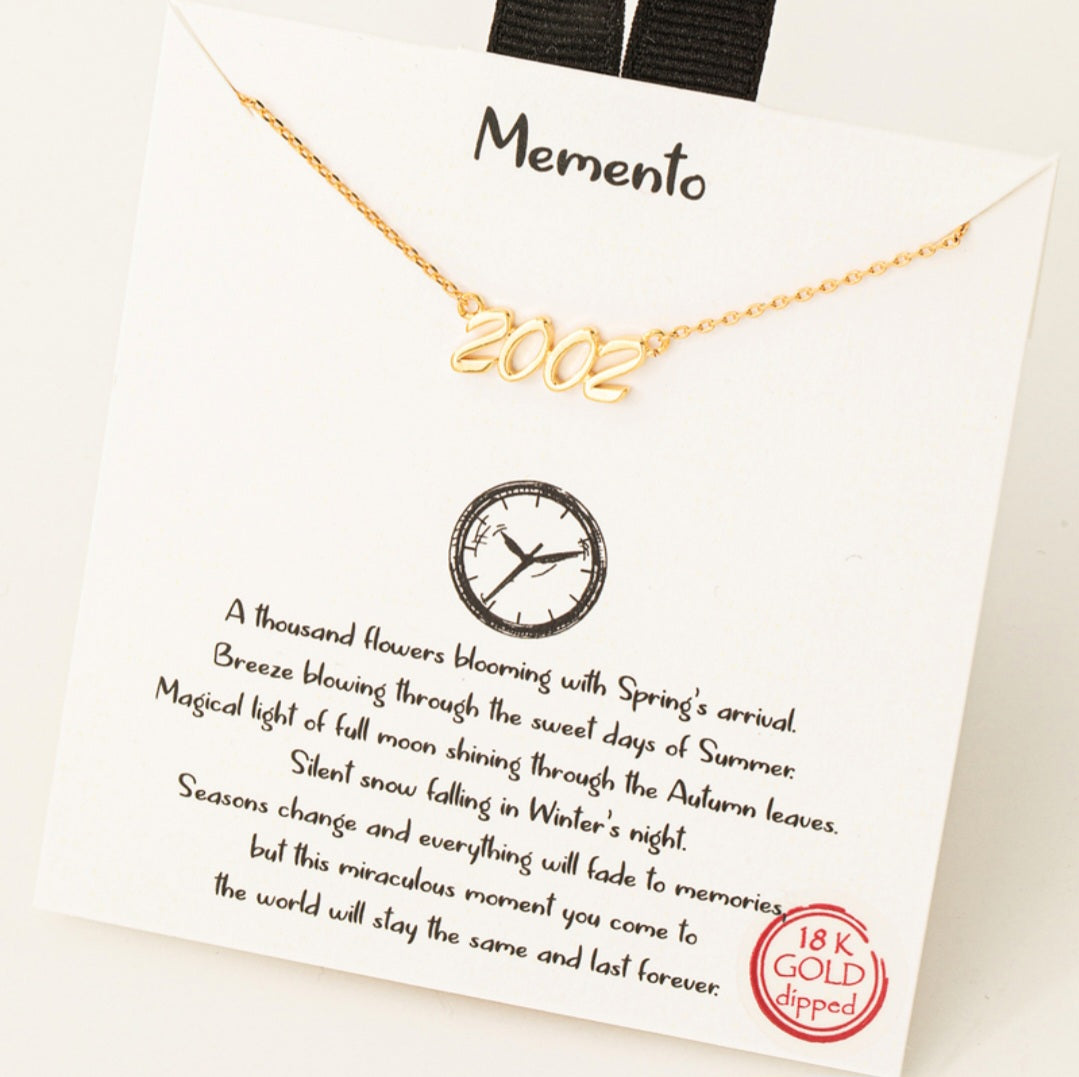 Year 2002 Print Charm Necklace