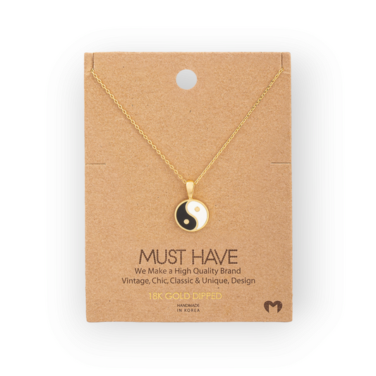 Yin Yang Mini Circle Pendant Necklace gold