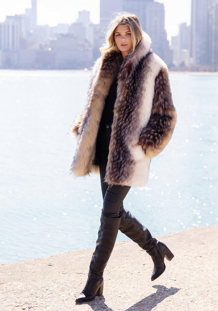 Arctic Wolf Faux Fur Shawl Collar Coat (Back in Stock)