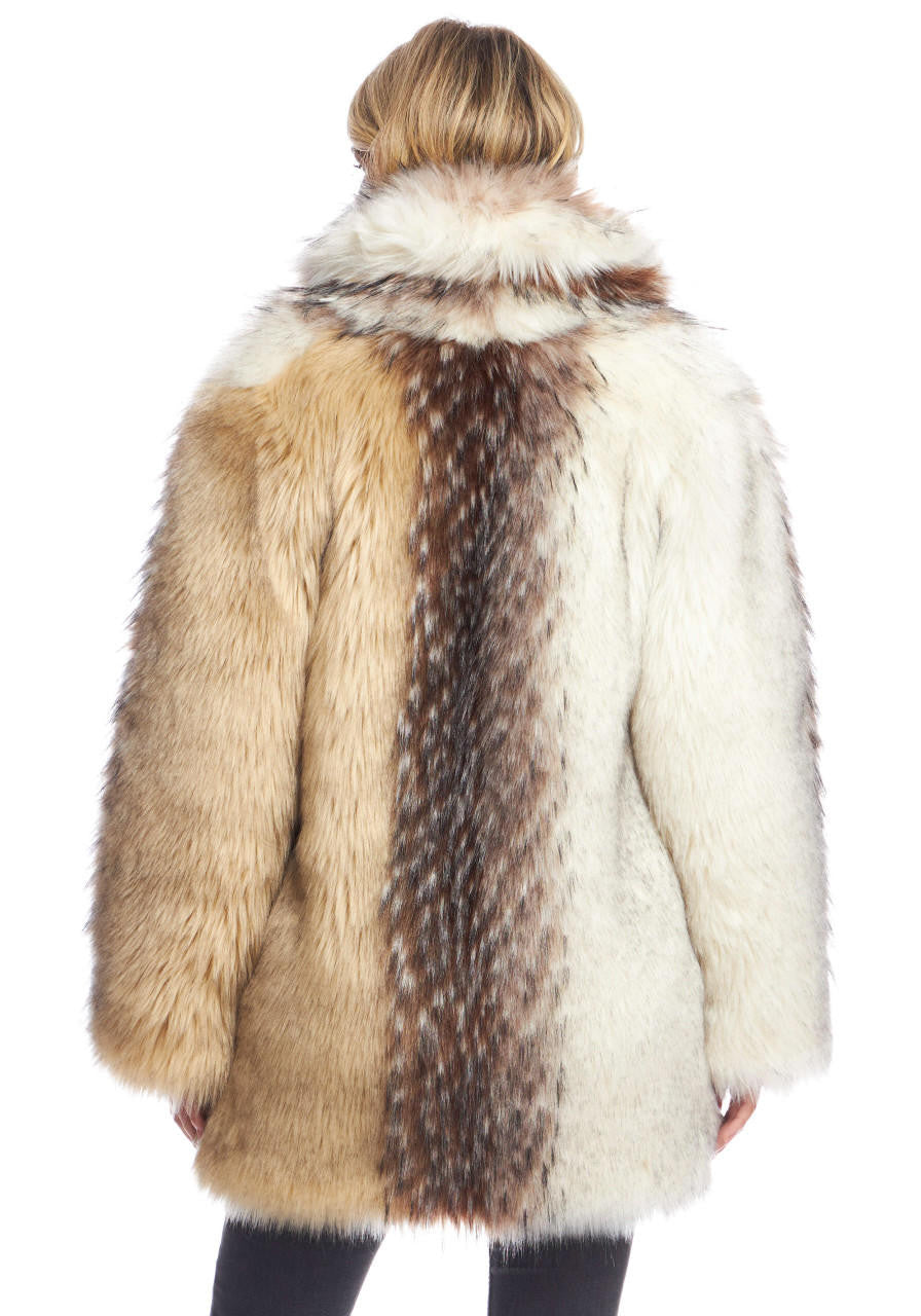 Arctic Wolf Faux Fur Shawl Collar Coat (Back in Stock)