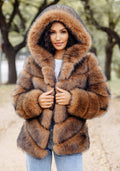 Cedar Fox Faux Fur Chateau Chevron Hooded Coat Jacket (Back in Stock)