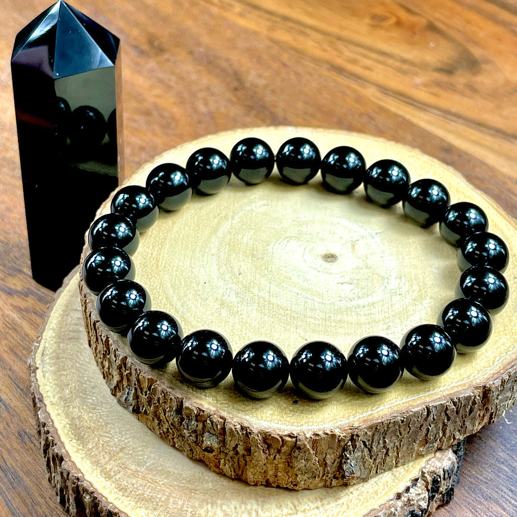 Obsidian (Sheen) 8-9mm Stretch Bead Bracelet