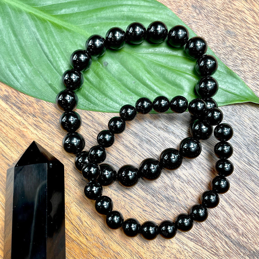 Obsidian (Sheen) 8-9mm Stretch Bead Bracelet