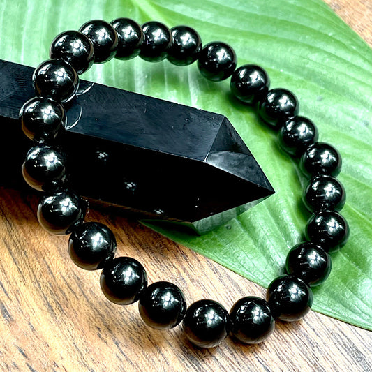 Obsidian (Sheen) 8-9mm Stretch Bead Bracelet