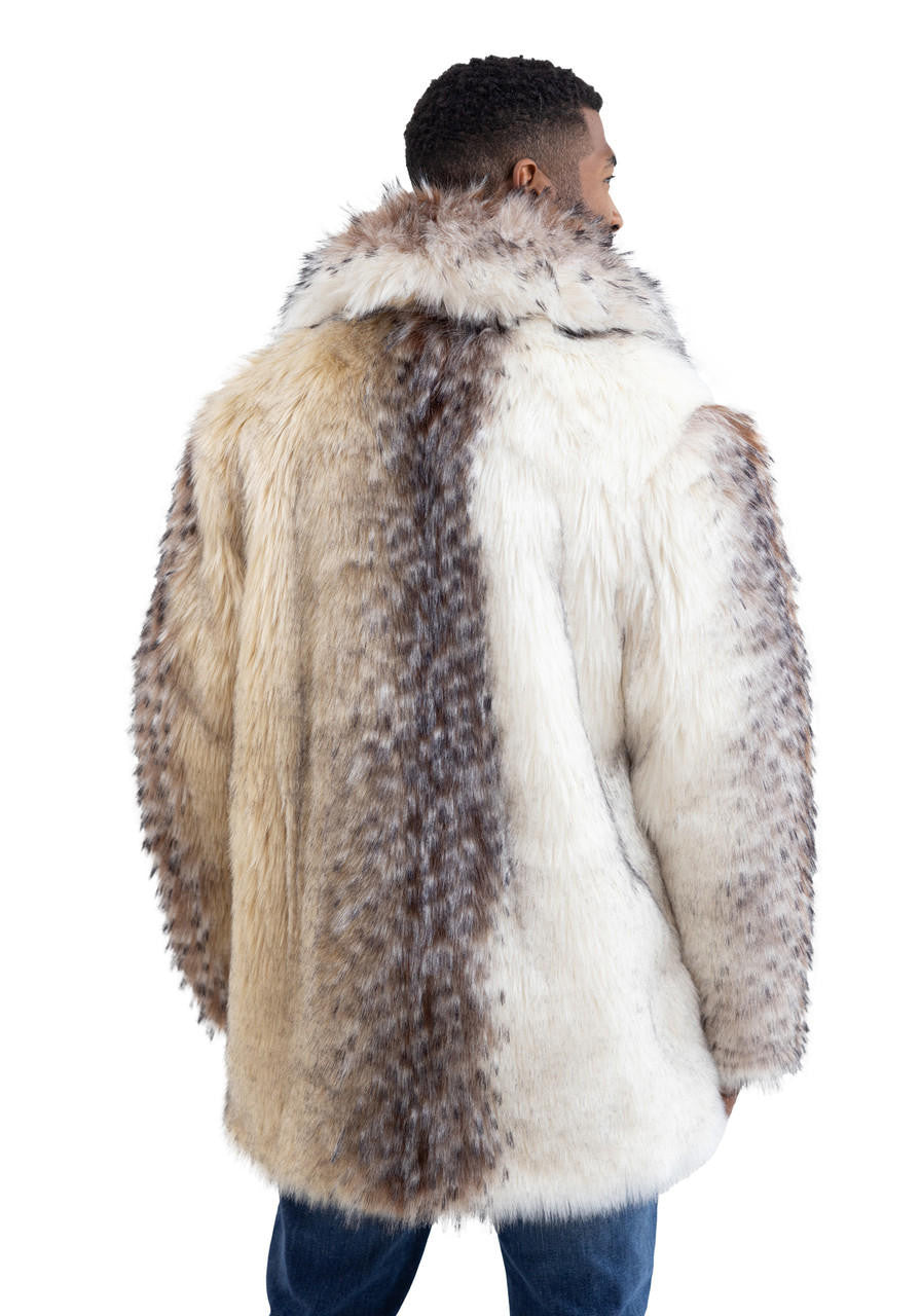 Arctic Wolf Faux Fur Shawl Collar Coat (Back in Stock)