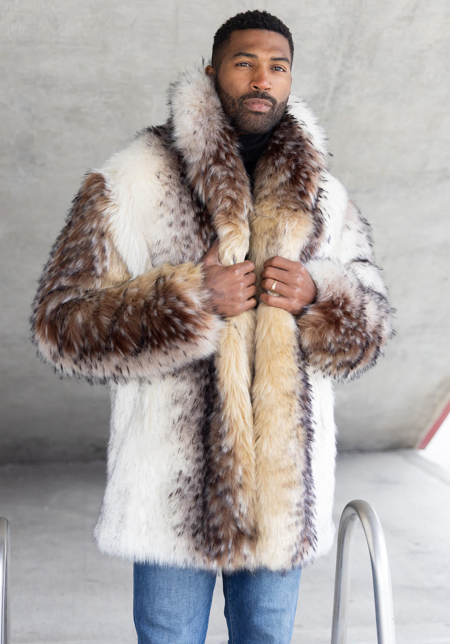 Arctic Wolf Faux Fur Shawl Collar Coat (Back in Stock)
