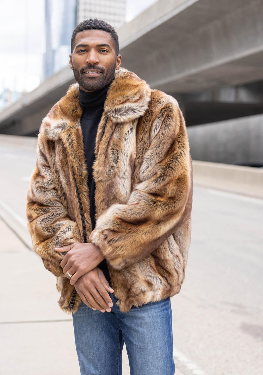 Men's Fisher Faux Fur Bomber Jacket