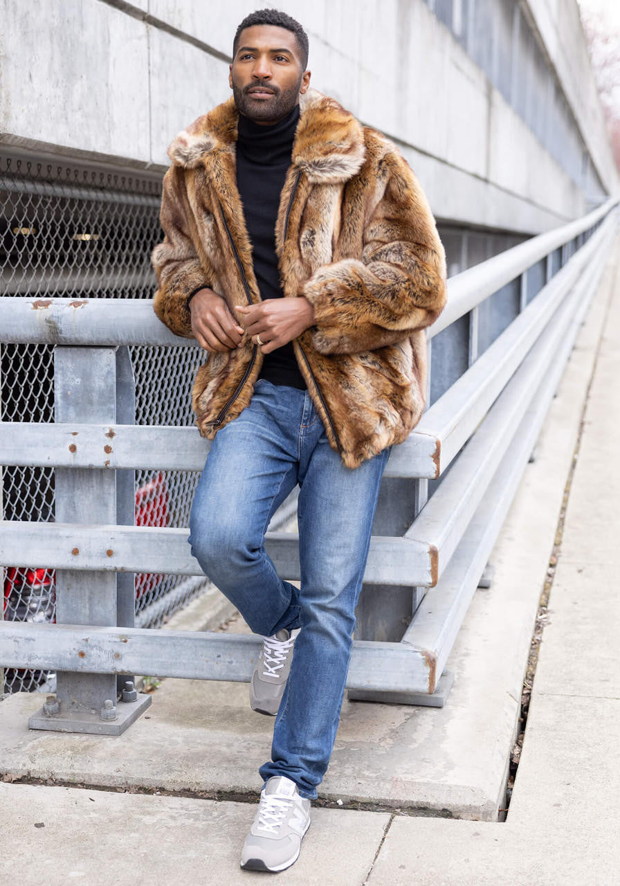 Men's Fisher Faux Fur Bomber Jacket