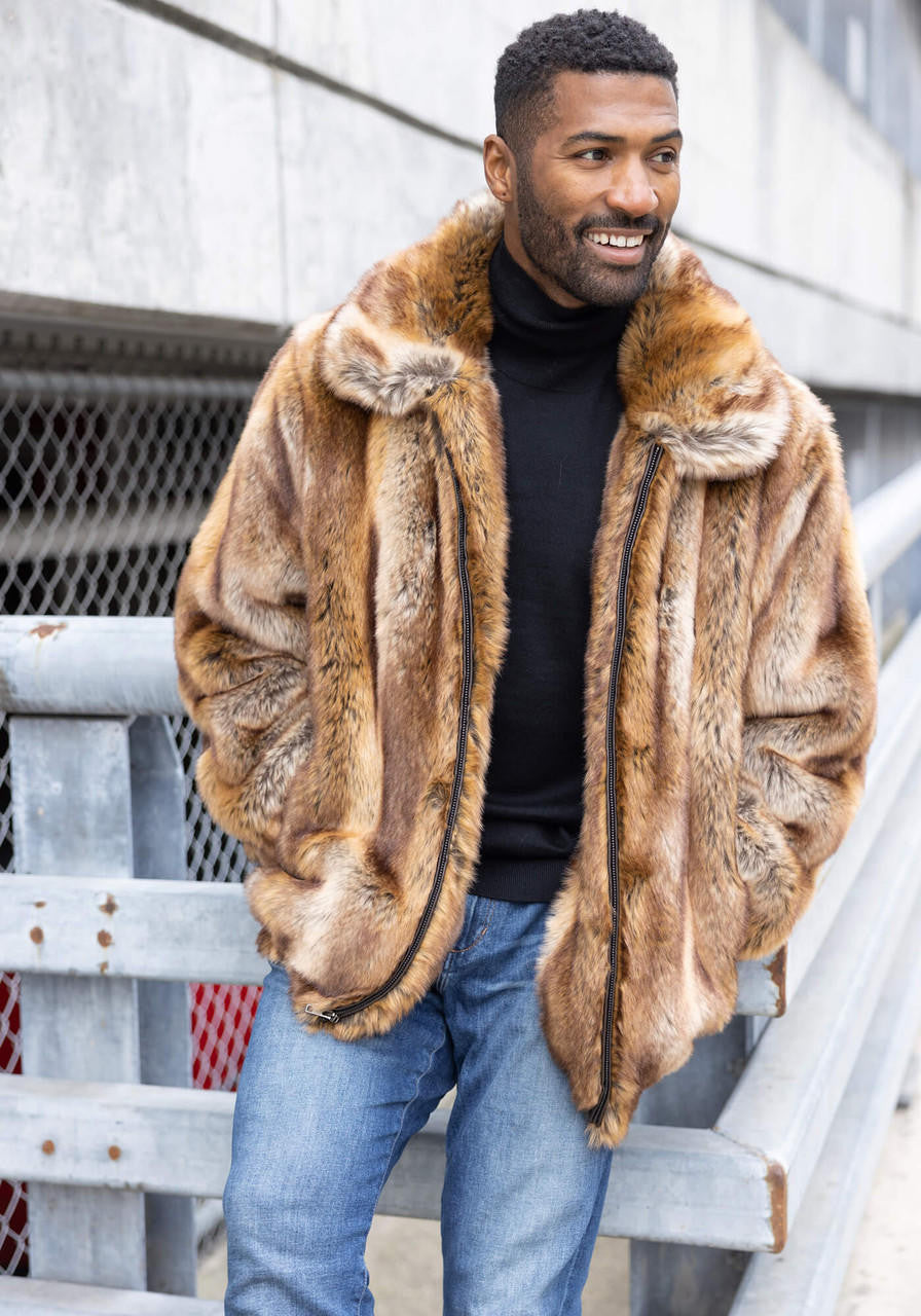 Men's Fisher Faux Fur Bomber Jacket