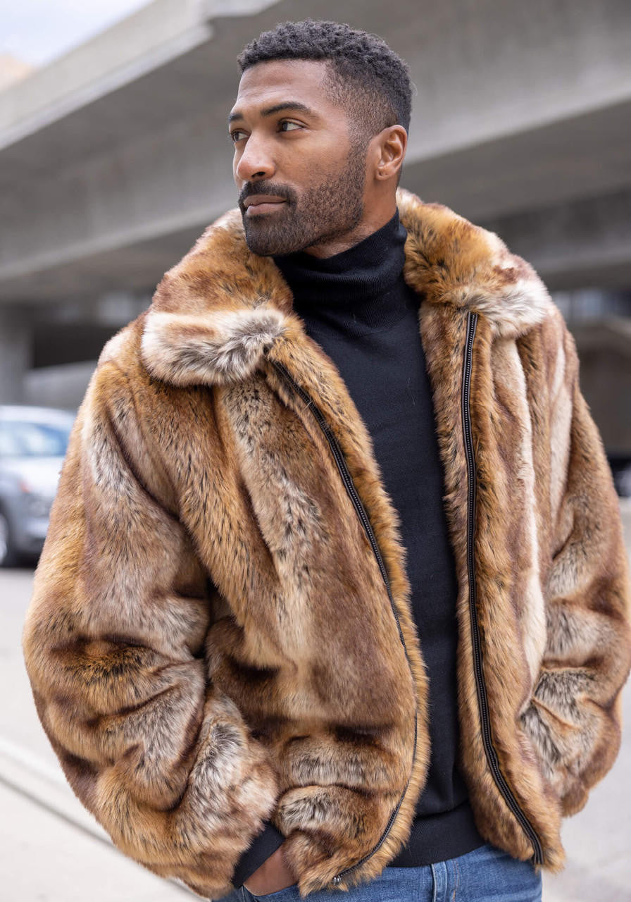 Men's Fisher Faux Fur Bomber Jacket