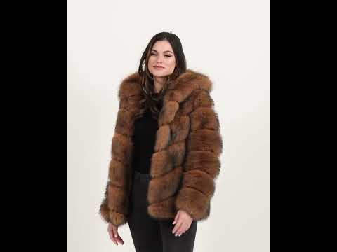 Cedar Fox Faux Fur Chateau Chevron Hooded Coat Jacket (Back in Stock)