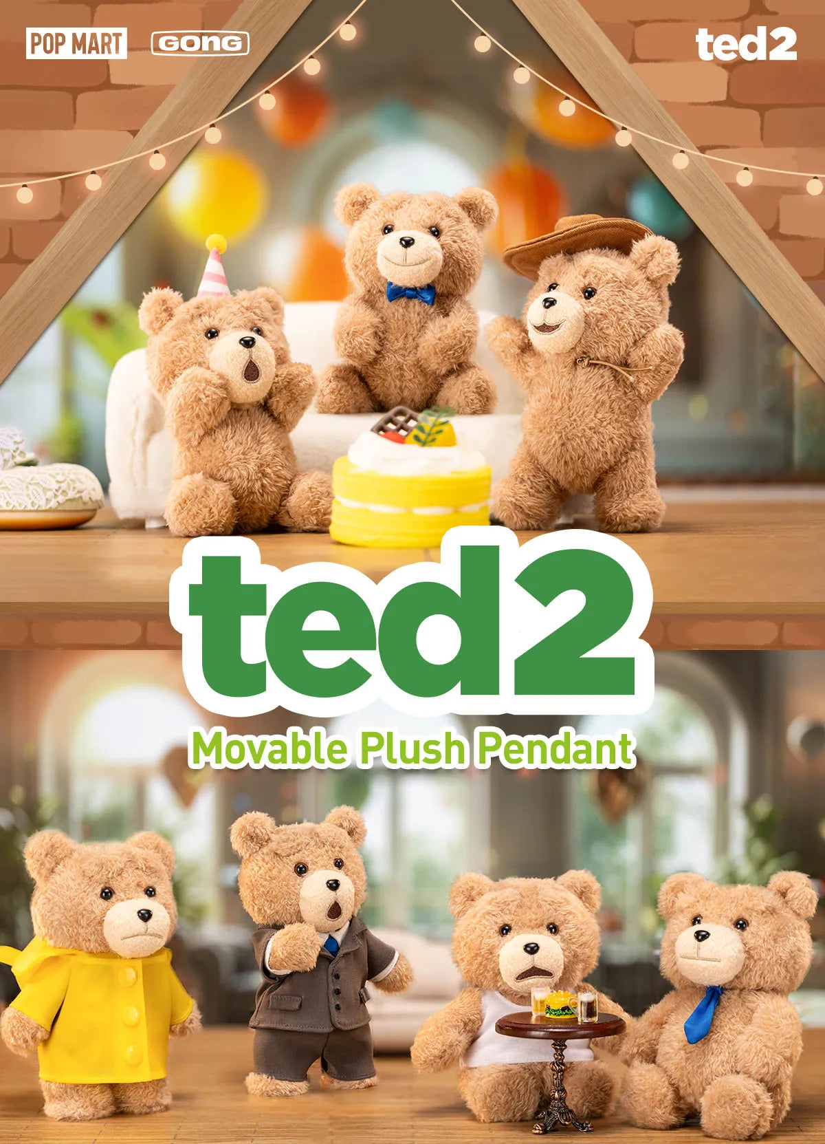Ted2 Teddy Bear Action Plush Pendant