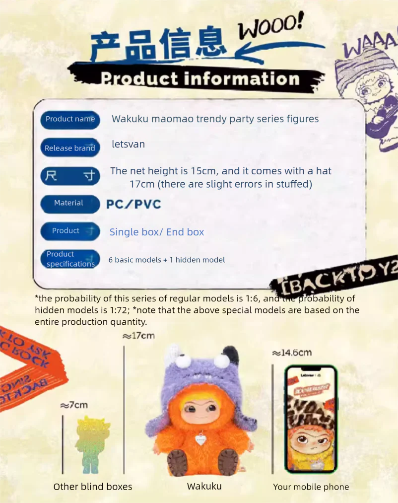 (PRE-ORDER) WAKUKU - Fuzzy Trendy Fun Party Series Plush Blind Box