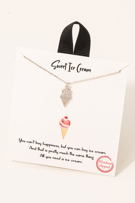 Rhinestone Ice Cream Pendant Necklace