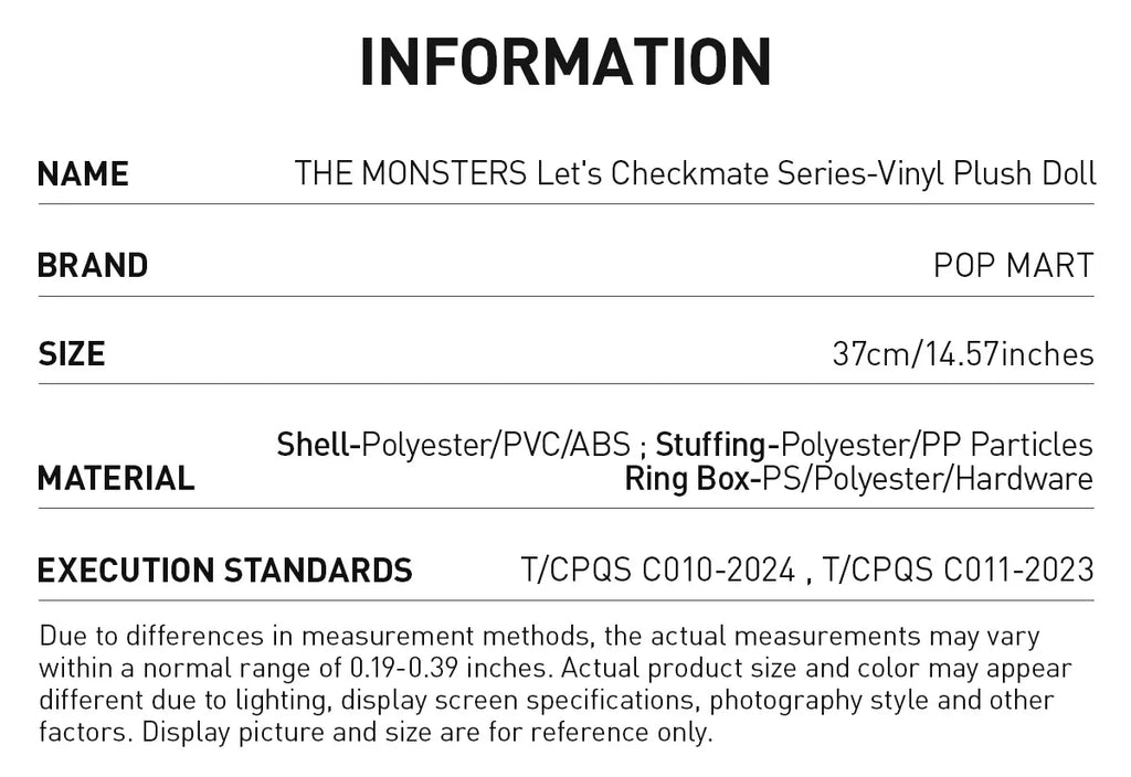 THE MONSTERS Let's Checkmate Series - Vinyl Plush Doll