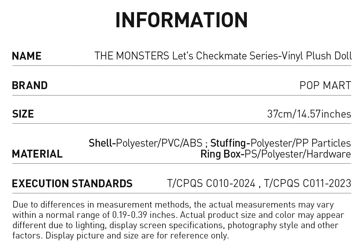 THE MONSTERS Let's Checkmate Series - Vinyl Plush Doll