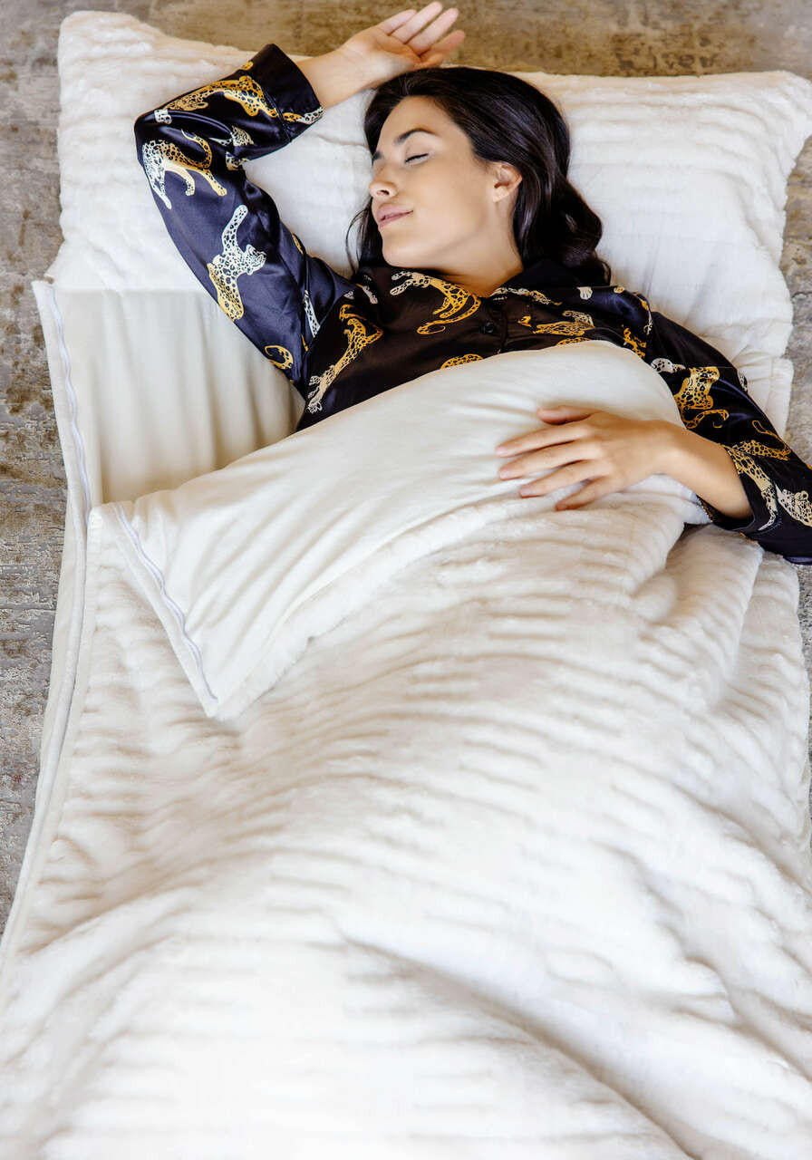 Ivory Faux Fur Sleeping Bag