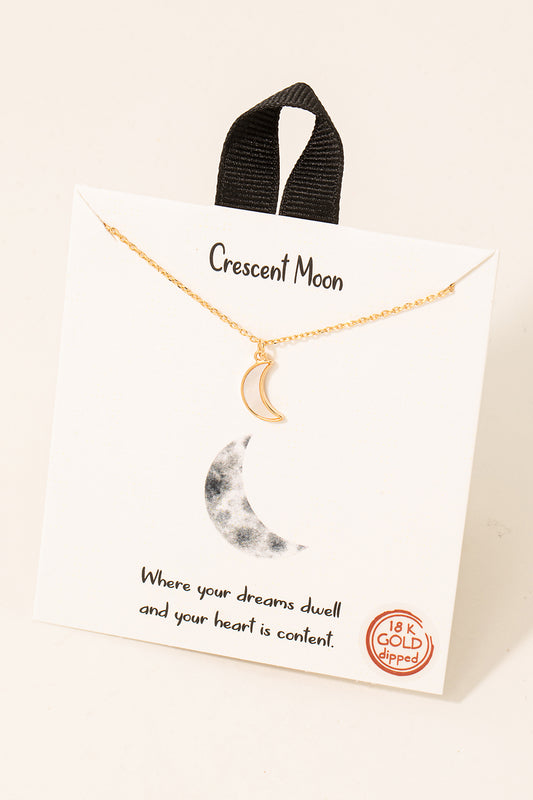 Crescent Moon Pearl Pendant Necklace