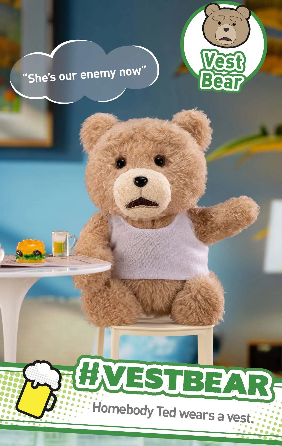 Ted2 Teddy Bear Action Plush Pendant