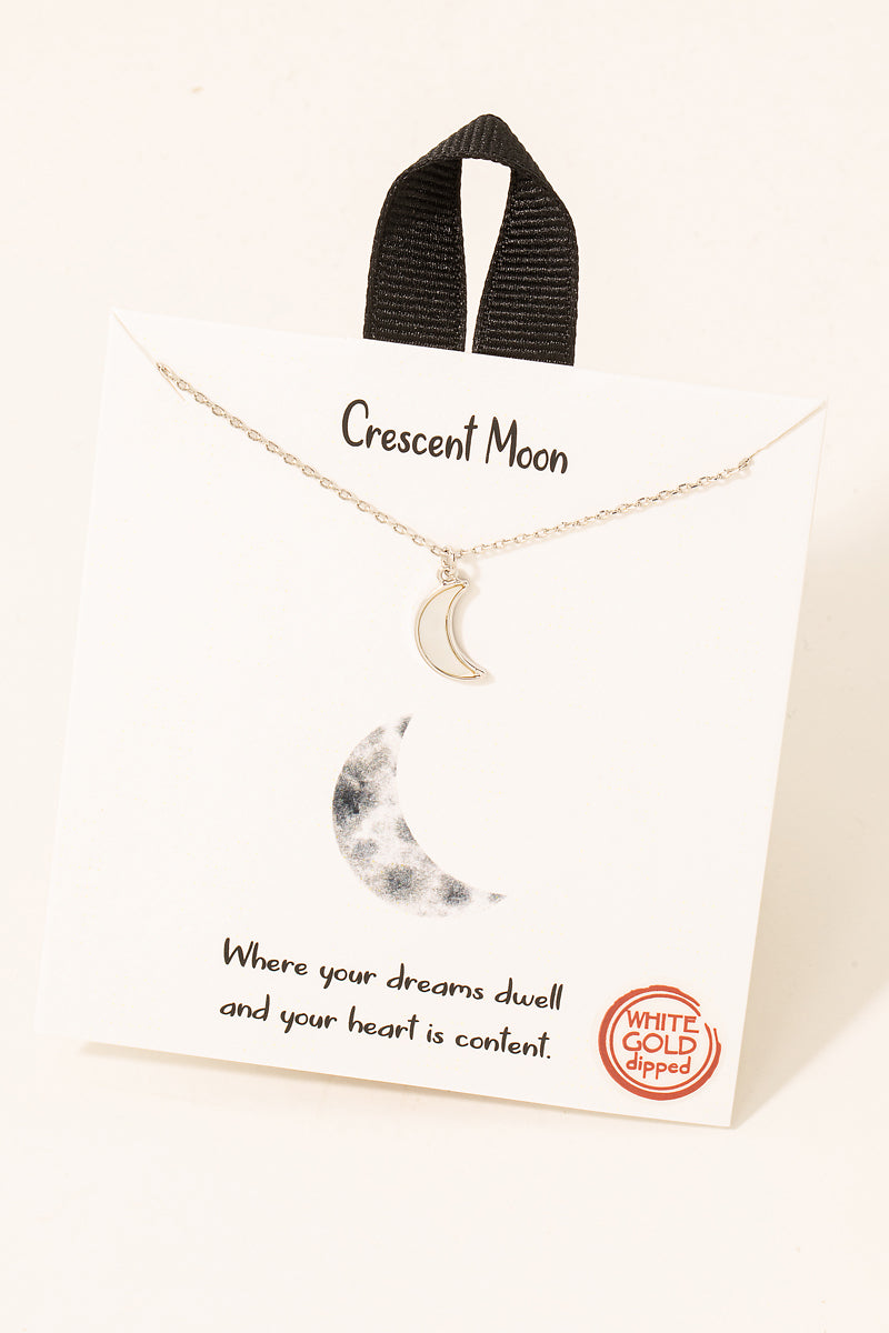Crescent Moon Pearl Pendant Necklace