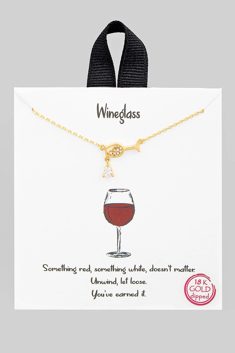 Pave Wine Glass Charm Necklace