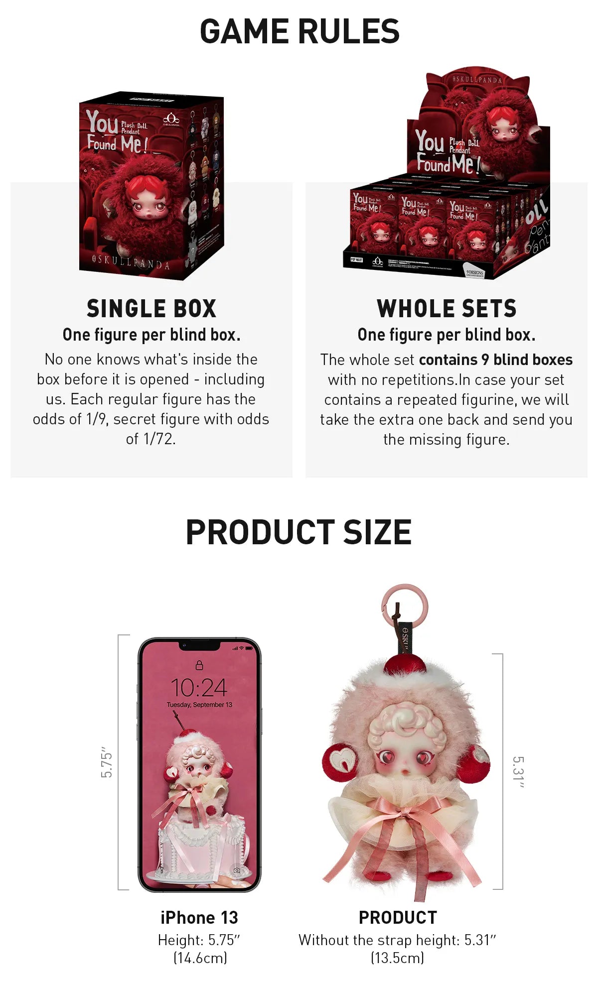 SKULLPANDA You Found Me! Series Plush Doll Pendant