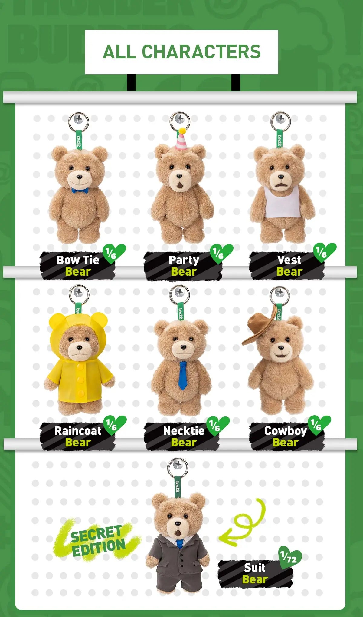 Ted2 Teddy Bear Action Plush Pendant